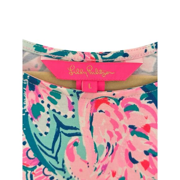 Lilly Pulitzer Ophelia Swing Dress Pink Tropics Tint Paisley Flared Sleeve Large - Picture 3 of 7